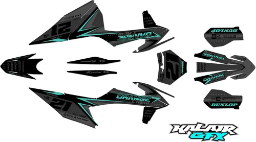 Vista 7 de Kit de gráficos para KTM Motocross de 2 tiempos 125 SX, 150 SX y 250 SX años 2019, 2020, 2021 y 2022 Orangecrew Series Cyan 16 Mil - Calcomanías