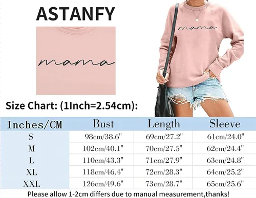 Vista 5 de Sudadera de cuello redondo para mujer, con estampado de letras, manga larga, holgada, a la moda