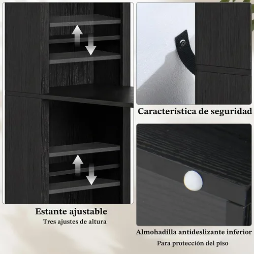Vista 8 de YITAHOME Escritorio para computadora de 59 pulgadas con luces LED y tomas de corriente, escritorio de oficina en casa con estantería, cajón de Negro