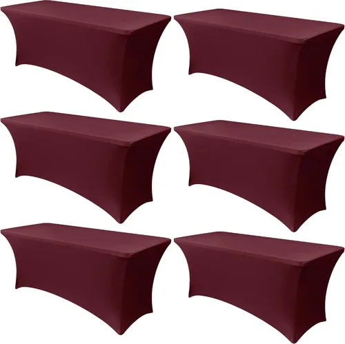 Vista 21 de Obstal Paquete de 6 Fundas de Mesa Elásticas de Spandex para Mesas de 6 Pies - Mantel Rectangular Universal Ajustado de 6 Pies Protector para Bodas