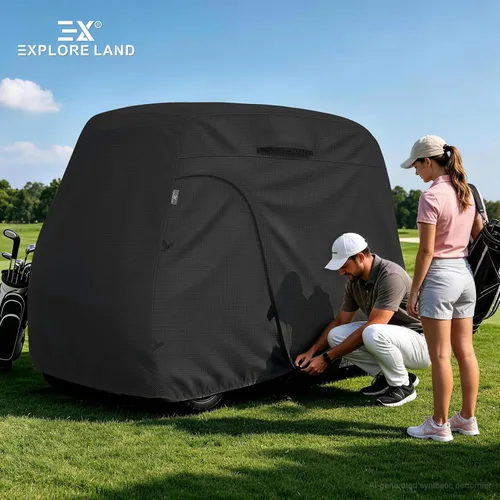 Vista 7 de Explore Land Funda impermeable para carrito de golf universal, compatible con la mayoría de marcas, para 2/4/6 pasajeros Fits for EZGO/Club