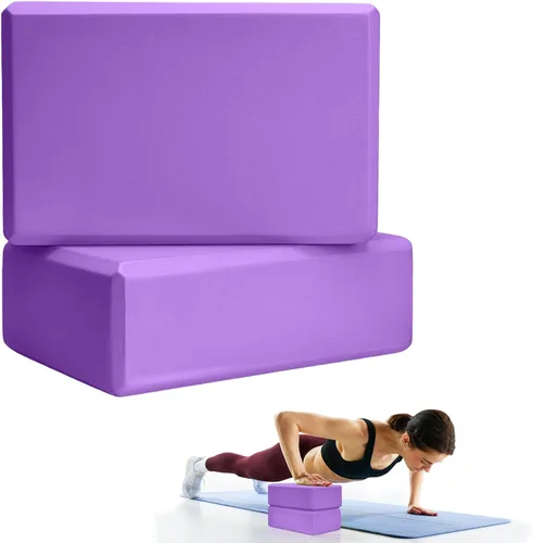 Vista 11 de 2 bloques de yoga, bloques de espuma de 9 x 6 x 3 pulgadas, accesorios de yoga para pilates, estiramiento y meditación, bloques de ejercicio ligeros