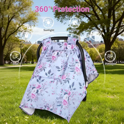 Vista 6 de Funda para Asiento de Coche para Bebé, Fundas para Asiento de Coche para Bebé con 2 Capas, Ventanas Transpirables, Funda para Asiento de Coche