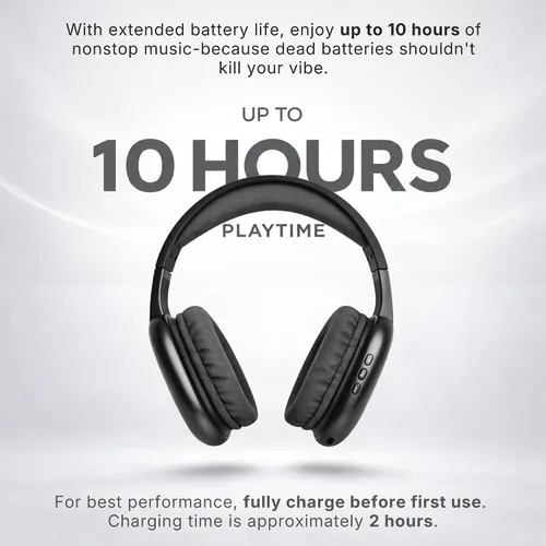 Vista 4 de iJoy - Auriculares ultra inalámbricos con micrófono, auriculares Bluetooth inalámbricos recargables sobre la oreja con 10 horas de reproducción