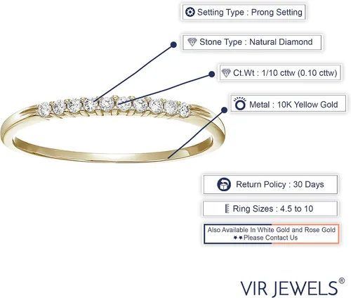 Vista 3 de Anillo de aniversario de boda de diamantes pequeños de 110 quilates (ctw) para mujer, anillo de compromiso de diamantes redondos de oro amarillo