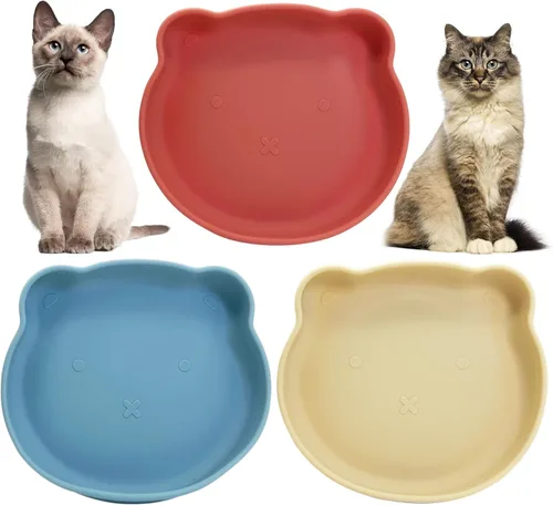 Vista 15 de Tazón de silicona poco profundo para perros, tazones de comida para gatos de 7 pulgadas, platos planos para cachorros, lindos platos para fatiga