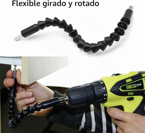 Vista 2 de Soporte de broca de ángulo recto de 105 grados, destornillador hexagonal de 1/4 pulgadas y kit de brocas de extensión de ángulo flexible
