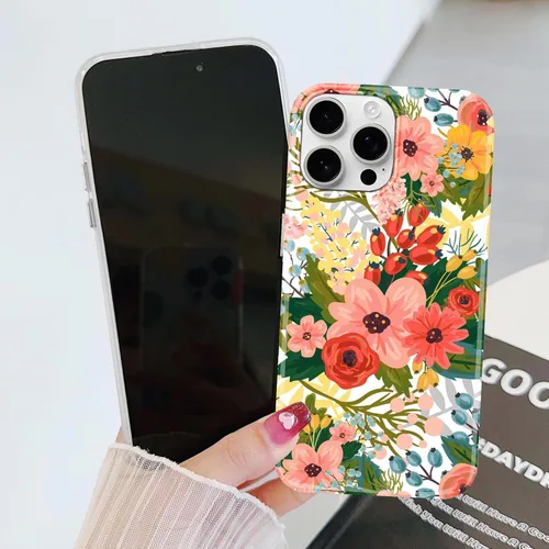 Vista 6 de J.west Funda de silicona protectora de silicona para iPhone 14 Pro de 6.1 pulgadas, diseño floral de TPU suave con ramos de flores de verano