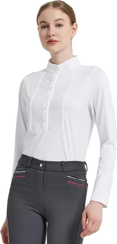 Vista 2 de HR Farm - Camisa de manga larga para mujer, Blanco