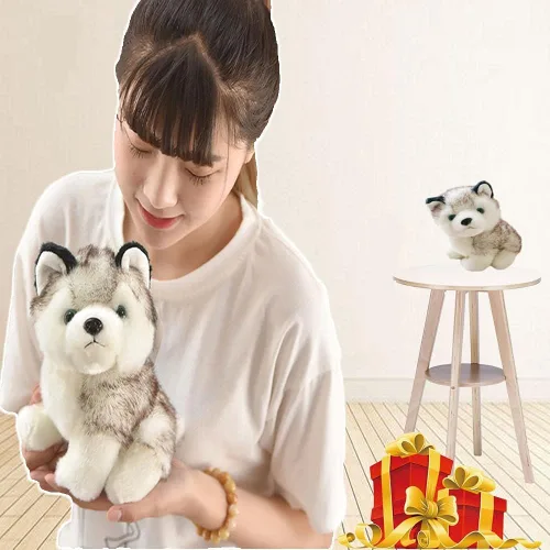 Vista 4 de Peluche de perro Husky de 9.8 pulgadas, adorable regalo para niños