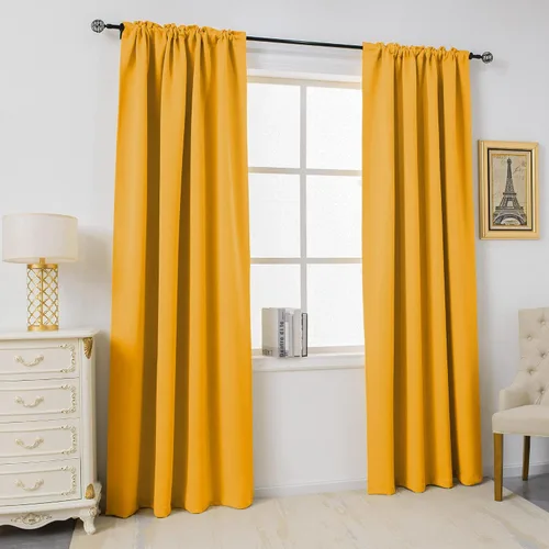 Vista 63 de DUALIFE Cortinas opacas de 45 pulgadas de largo, 2 paneles para ventanas pequeñas de dormitorio, aislamiento térmico, bolsillo para barra, cortinas