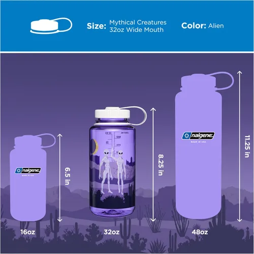 Vista 5 de Nalgene Botella de agua de boca ancha de 32 onzas, Aliens