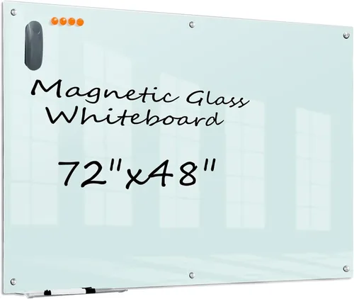 Vista 14 de KIZZBY Pizarra de Vidrio Negro de Borrado en Seco - Pizarra Magnética Negra para Pared, 48"x36" Pizarra Blanca Grande Sin Marco para Oficina, Hogar