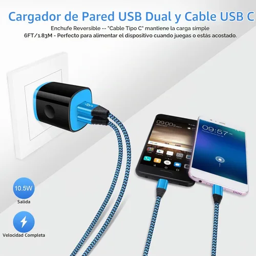 Vista 2 de Cargador de teléfono Android de carga rápida para Samsung Galaxy A17 A16 A07 S25 Plus S25 Ultra S24FE S24 Ultra S23FE A35 A15 A14 A13 A53 A54 S22