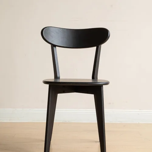 Vista 8 de JUSTONE Mid-Century - Juego de 2 sillas de comedor modernas de madera maciza con respaldo ergonómico, estilo granja para comedor (negro)