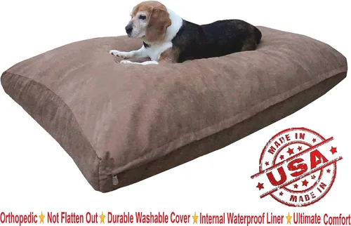 Vista 2 de Almohada ortopédica prémium con espuma viscoelástica para cama de perro, con revestimiento interior impermeable y cubierta externa de microgamuza