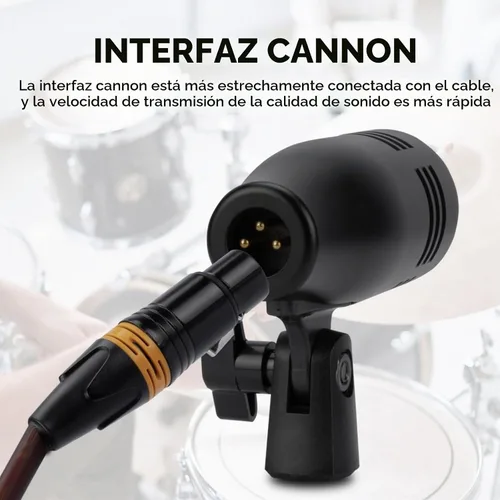 Vista 5 de W IN-MIX Kit de micrófono de tambor dinámico con cable de 7 piezas (completamente metálico) - Micrófono para patada, graves, tom/redoblante