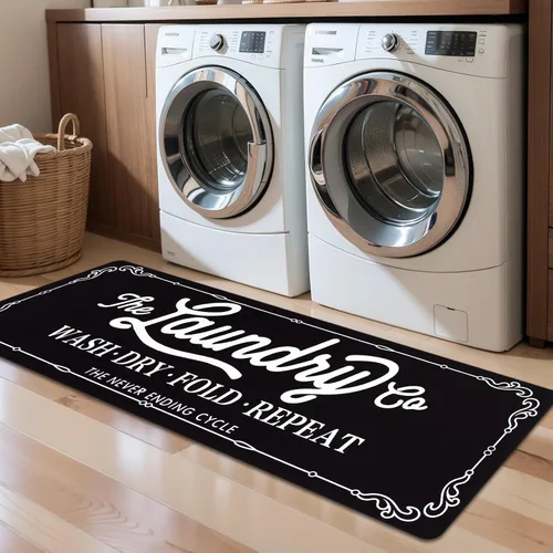 Vista 25 de Pauwer - Alfombra de cocina estilo granja, 20"X48", beige, antideslizante, lavable, hecha a máquina Goma, lavable, duradero, fácil de limpiar