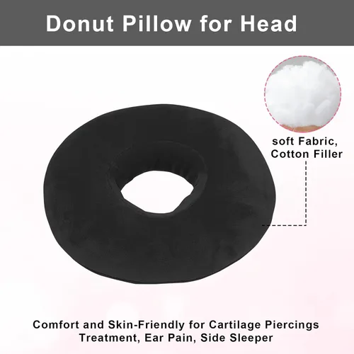 Vista 6 de Almohada para perforaciones para dormir de lado, almohada de dona suave y cómoda, almohada CNH para oídos con agujeros para dolor de oído