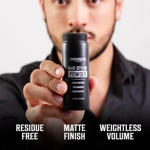 Vista 6 de Viking Revolution Spray de sal marina para hombres (8 fl oz), aceite hidratante para el cabello para hombres con vitamina E (3.38 fl oz) y polvo