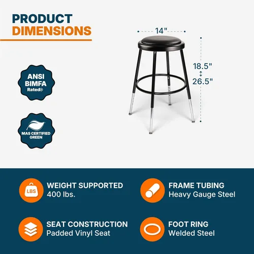 Vista 3 de OEF Furnishings OEF6418H-10/2 Taburete redondo multiusos de grado comercial prémium