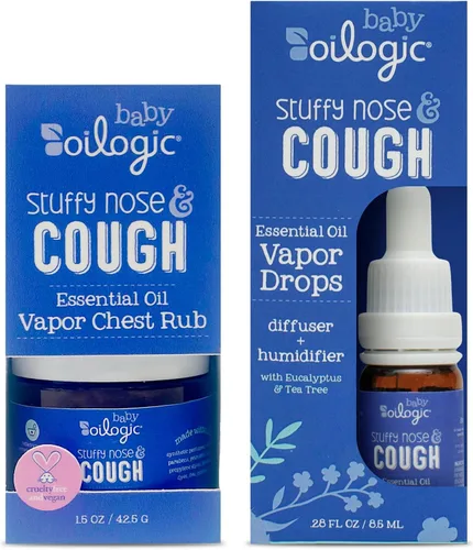 Vista 8 de Oilogic Gotas de vapor de aceite esencial para bebé para difuso y humidificador, juego de 2 unidades con nariz tapada y tos + sueño y sueño - El