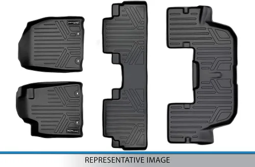 Vista 6 de SMARTLINER Juego de alfombrillas de 3 filas de ajuste personalizado compatible con Cadillac Escalade 2021-2025