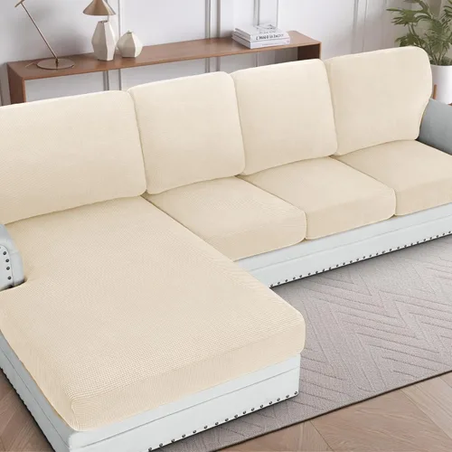 Vista 27 de H.Versailtex - Funda de sofá seccional de 1 pieza, funda deslizante para chaise con forma de L, funda de cojín separada para sofá seccional tanto