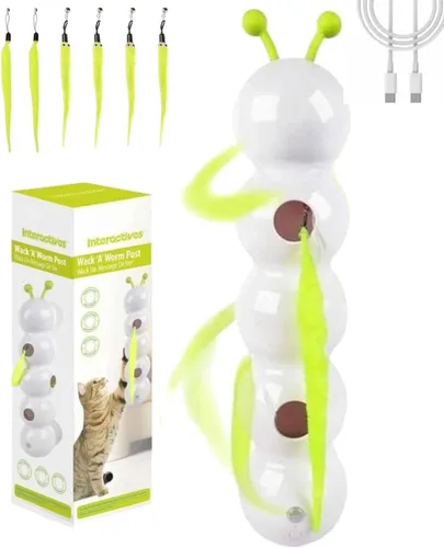 Vista 11 de Caterpillar - Juguete inteligente interactivo para gatos, juguetes recargables activados por movimiento, resistentes a las mordeduras, juguetes