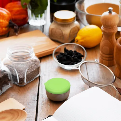 Vista 8 de Tapas de silicona para fundas de almacenamiento de alimentos, paquete de 4 tapas redondas reutilizables de silicona resistentes a derrames