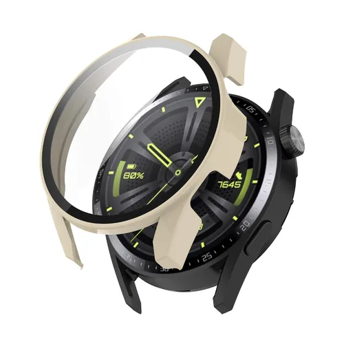 Vista 10 de AISPORTS Paquete de 2 fundas protectoras compatibles con Huawei Watch GT 3 de 1.811 in, carcasa rígida de policarbonato HD, película de vidrio negro