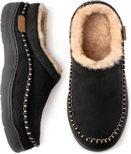 Vista 18 de Zigzagger - Pantuflas tipo mocasín para hombre, para interiores y exteriores, pantuflas cálidas, cómodas, mullidas y anchas