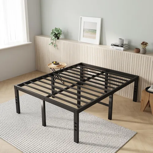 Vista 10 de Novilla Base de cama tamaño Queen, base de cama con plataforma de metal de 14 pulgadas tamaño Queen con espacio de almacenamiento debajo de la cama