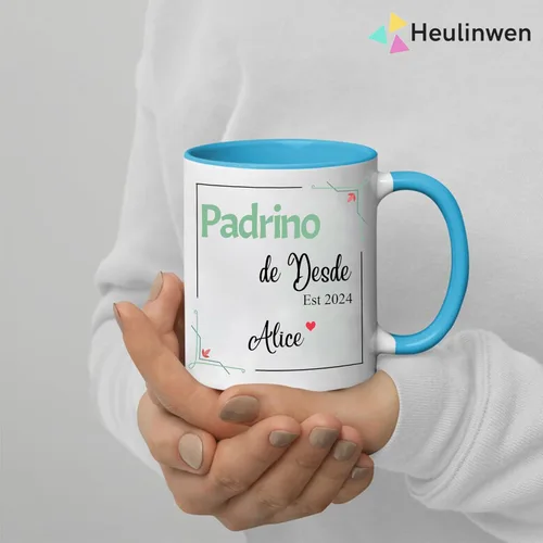 Vista 5 de Juego personalizado de Bautizo Recuerdos Juego De 2 Tazas 2024, Padrinos De Bautizo Propuesta Set 2 Tazas Café 11Oz, Para Niño, Niña, Propuesta