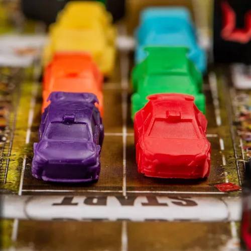 Vista 4 de Synapses Games Rallyman: DIRT Juego de mesa de estrategia Coches de carreras con dados 1 a 6 jugadores 60 minutos A partir de 10 años