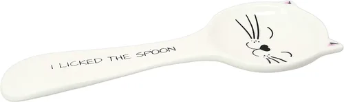 Vista 3 de Pavilion Gift Company - El gato lamió la cuchara-10 cucharas resto, 10 ", blanco