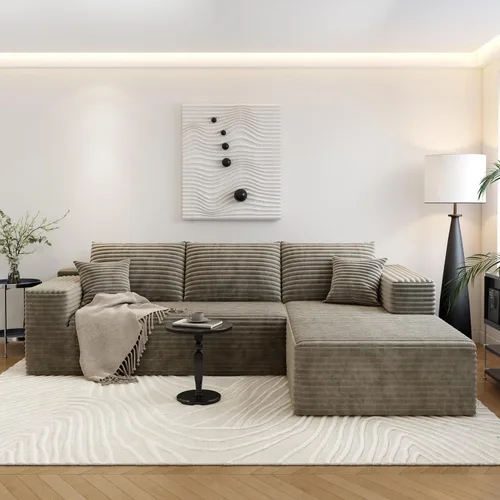 Vista 4 de Sofá seccional Cloud de 107.5" con chaise en forma de L, sofá modular moderno con asiento profundo, sofás tapizados para sala de estar, dormitorio