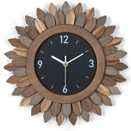 Vista 15 de Honiway Reloj de Pared a Batería de 12 Pulgadas de Madera Rústica Bohemio Sunburst Decorativo Reloj de Pared Silencioso Sin Tictac Negro Relojes