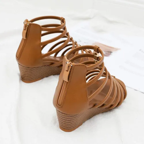 Vista 6 de SO SIMPOK Sandalias de cuña cómodas para mujer, estilo retro, para verano, playa, suaves