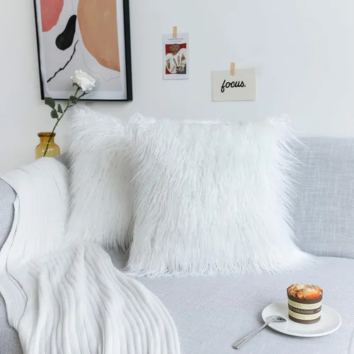 Vista 10 de K KEVIN TEXTILE - Juego de 2 fundas decorativas de lujo serie nueva estilo negro de pelo sintético para cojines de sofá, dormitorio y automóvil, 45