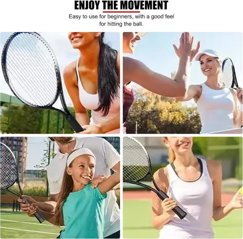 Vista 7 de Racque de tenis para principiantes de 27 pulgadas para adultos, juego de raqueta individual ligera para mujeres y hombres con bolsa de transporte