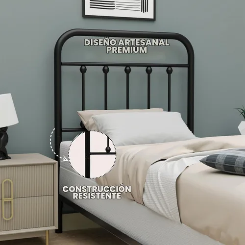 Vista 4 de Vintage Twin Size Metal Bed Frame Height Adjustable Headboard Only, Wrought Iron Black Farmhouse Bed Frame Headboard, Easy Assembly, Short
