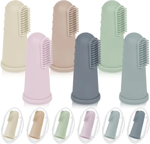 Vista 7 de Bassion Juego de cepillos de dientes para bebé, 6 piezas de cepillo de dientes suave para bebés con 6 cajas, cepillo de dientes de silicona