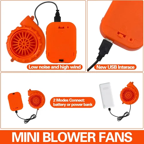 Vista 3 de Mini ventilador para disfraz de dinosaurio u otros trajes inflables de ropa de juego, naranja