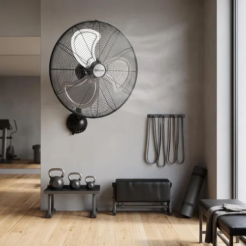 Vista 3 de Ventilador de pared de metal oscilante Hurricane Pro de alta velocidad con 3 velocidades, color negro, de 20 pulgadas - Unidad de enfriamiento