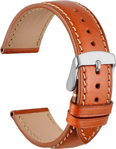 Vista 20 de WOCCI Correa de reloj de lujo de 0.709 in, correa de cuero italiano con hebilla dorada (negro)