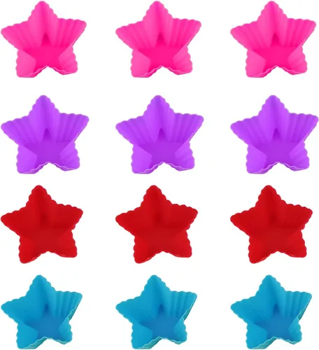 Vista 7 de 12 tazas de silicona multicolor para hornear, forros reutilizables para magdalenas, fáciles de limpiar, antiadherentes para fiestas, regalos