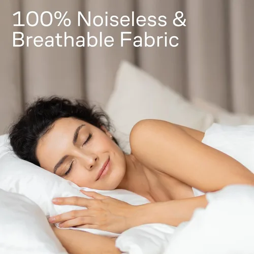 Vista 5 de Juego de 4 fundas de almohada ultrasuaves con cremallera tamaño Queen, 100% protección contra manchas, polvo y suciedad, lavables a máquina (beige)