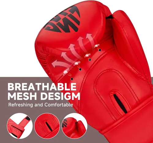 Vista 4 de Guantes de boxeo para niños, guantes de entrenamiento de boxeo juvenil para niños y niñas, guantes de lucha de 4 oz y 6 oz, mitones tailandeses