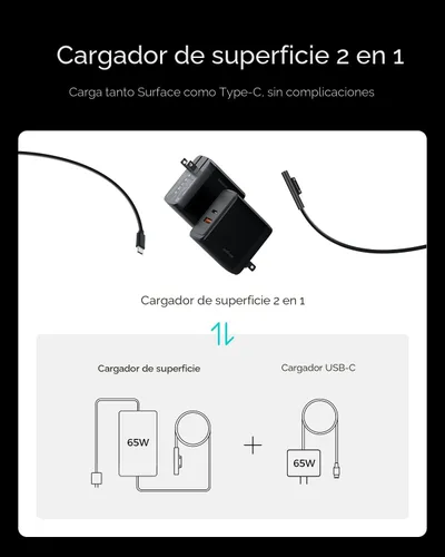 Vista 9 de Cargador Surface Pro de 65 W, cargador Microsoft Windows Surface para Surface Pro 3/4/5/6/7/8/9/10/X/11/12, compatible con Microsoft Surface